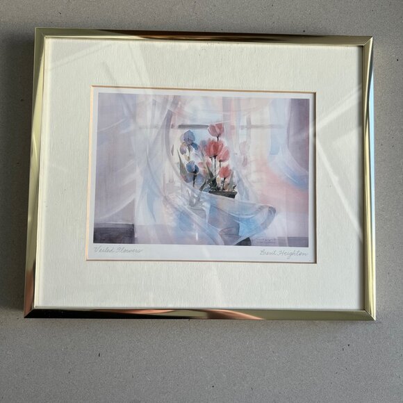 Brent Heighton Veiled Flowers Gold Framed Signed Art Print, 11”H x 9.5”W - Picture 2 of 8